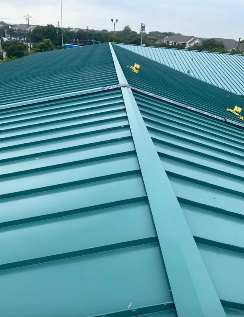 Green commercial metal roof ridge and valley for Metal Roof Repair in Golden Valley